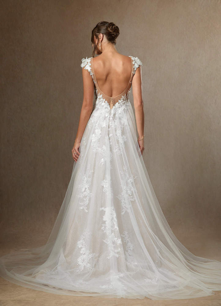 elyessen Moonstone Diamond White A-Line Sweetheart Sequins Tulle Dress