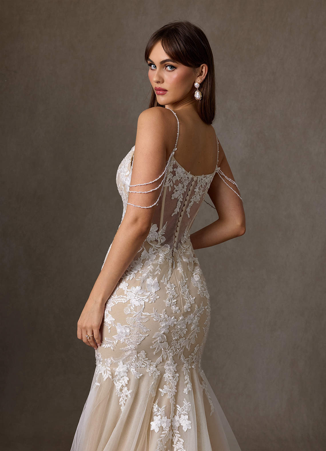 elyessen Denise Diamond White Mermaid Sequins Tulle Dress