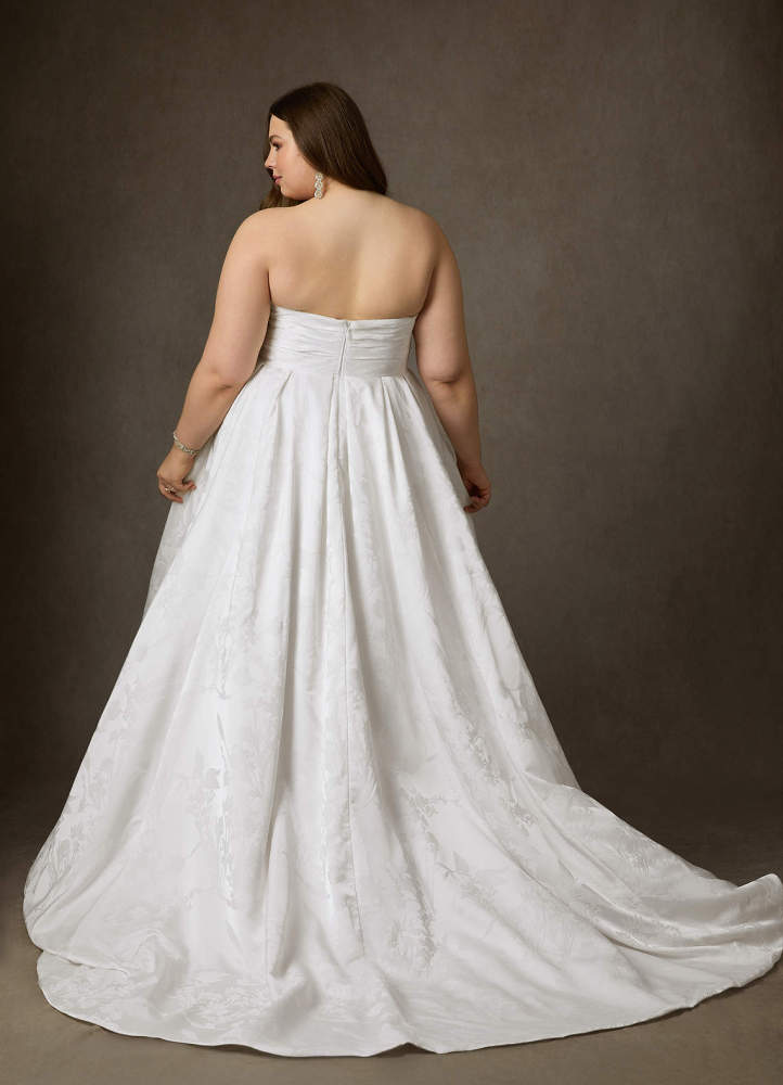 elyessen Daliah Diamond White A-Line Strapless Floral Jacquard Dress