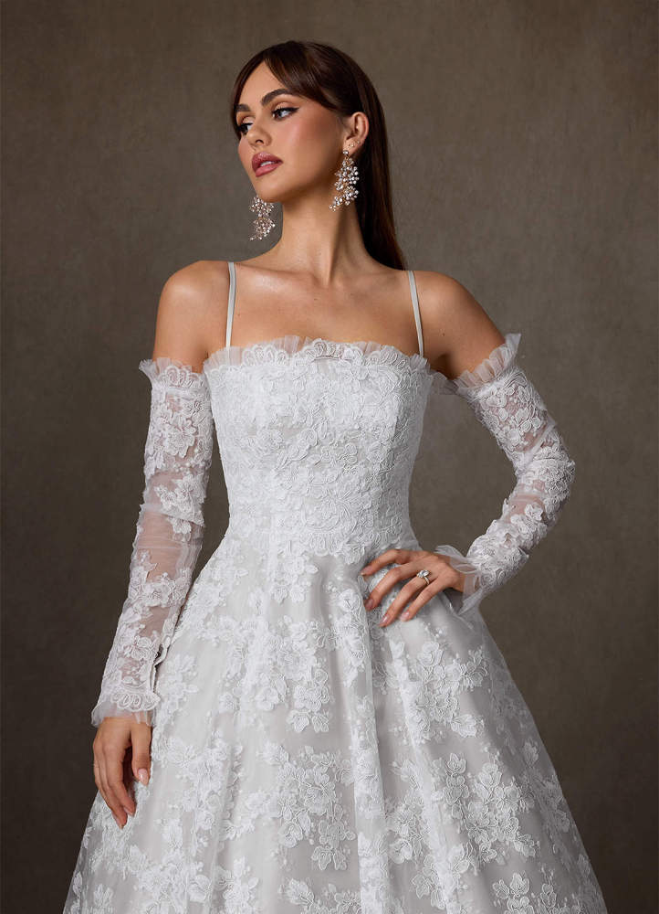 elyessen Hinata Two-Piece Diamond White Ball-Gown Strapless Lace Dress