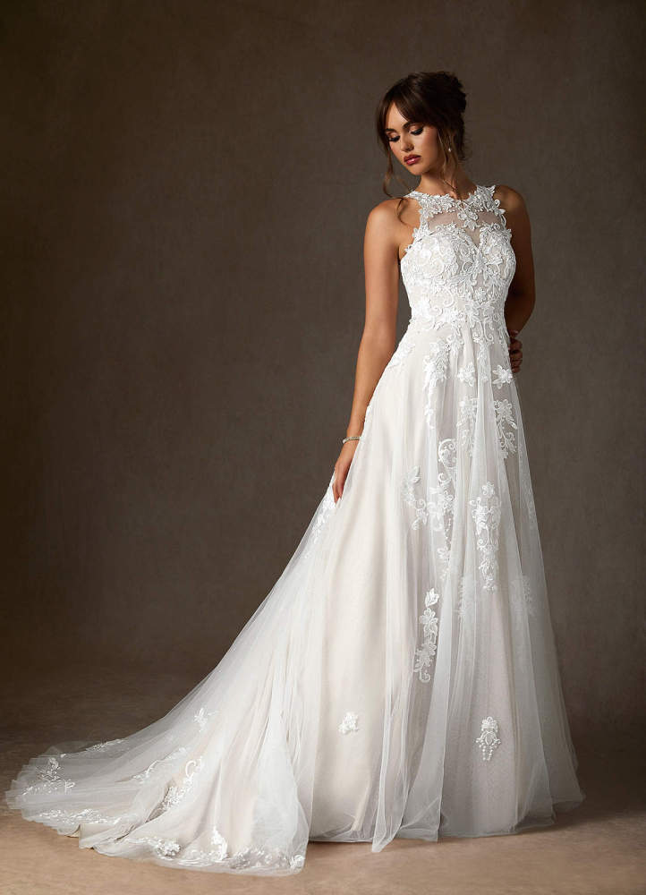 elyessen Melrose Diamond White A-Line Sweetheart Lace Tulle Dress
