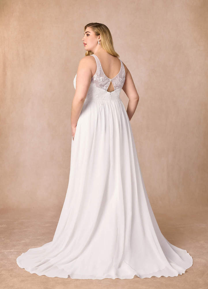 elyessen Carmella Diamond White A-Line Sequins Chiffon Dress