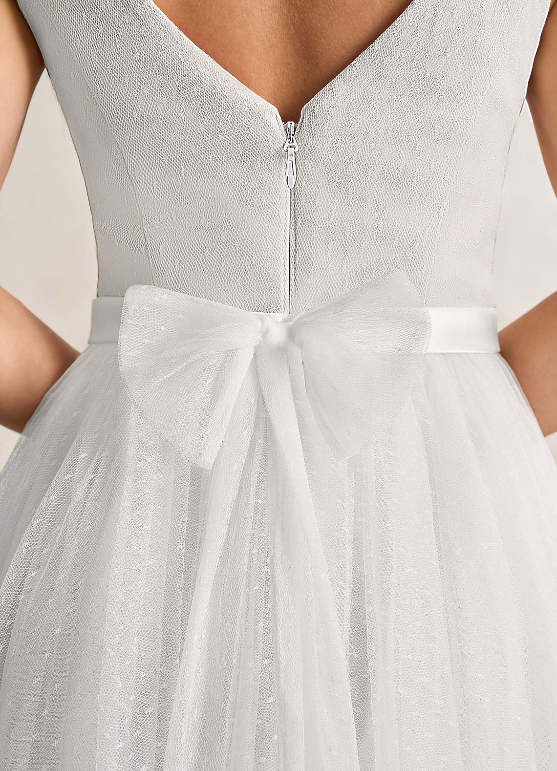 elyessen Windsor Diamond White A-Line Bow Tulle Dress