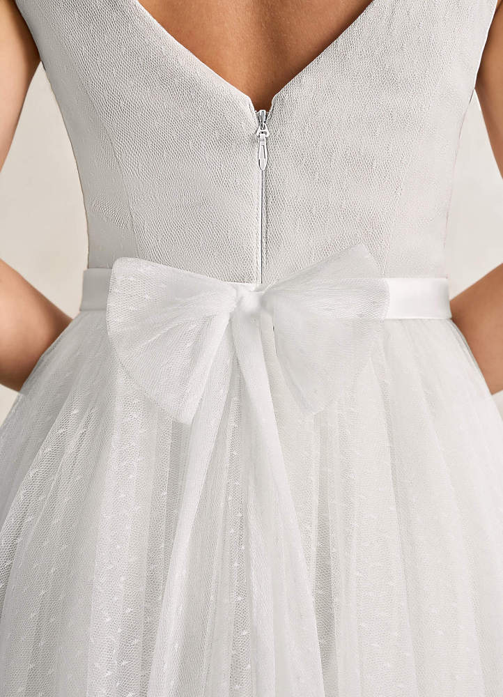 elyessen Windsor Diamond White A-Line Bow Tulle Dress