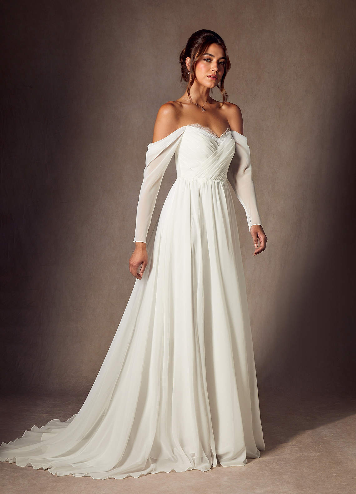 elyessen Lilith Diamond White A-Line Sweetheart lace Chiffon Dress