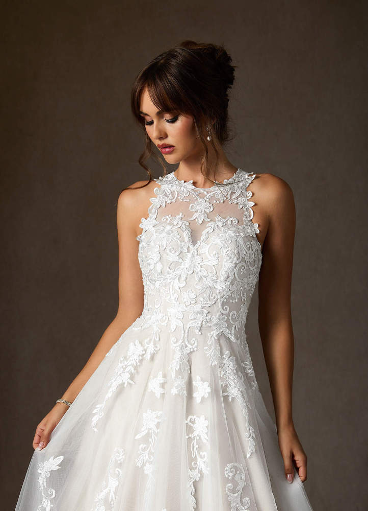 elyessen Melrose Diamond White A-Line Sweetheart Lace Tulle Dress