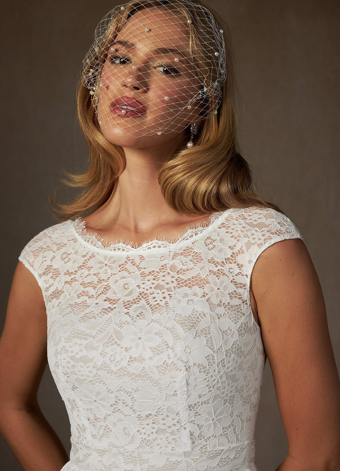 elyessen Ginnie Diamond White A-Line Lace Dress