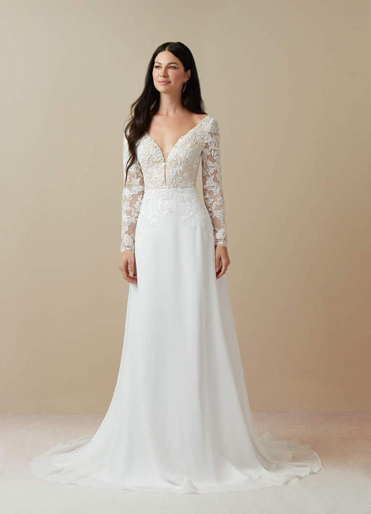 elyessen Fleur Diamond White A-Line Sequins Chiffon Dress