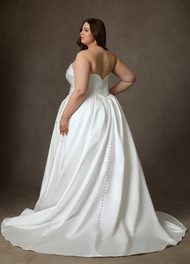 elyessen Adelise Diamond White Ball-Gown Strapless Satin Dress