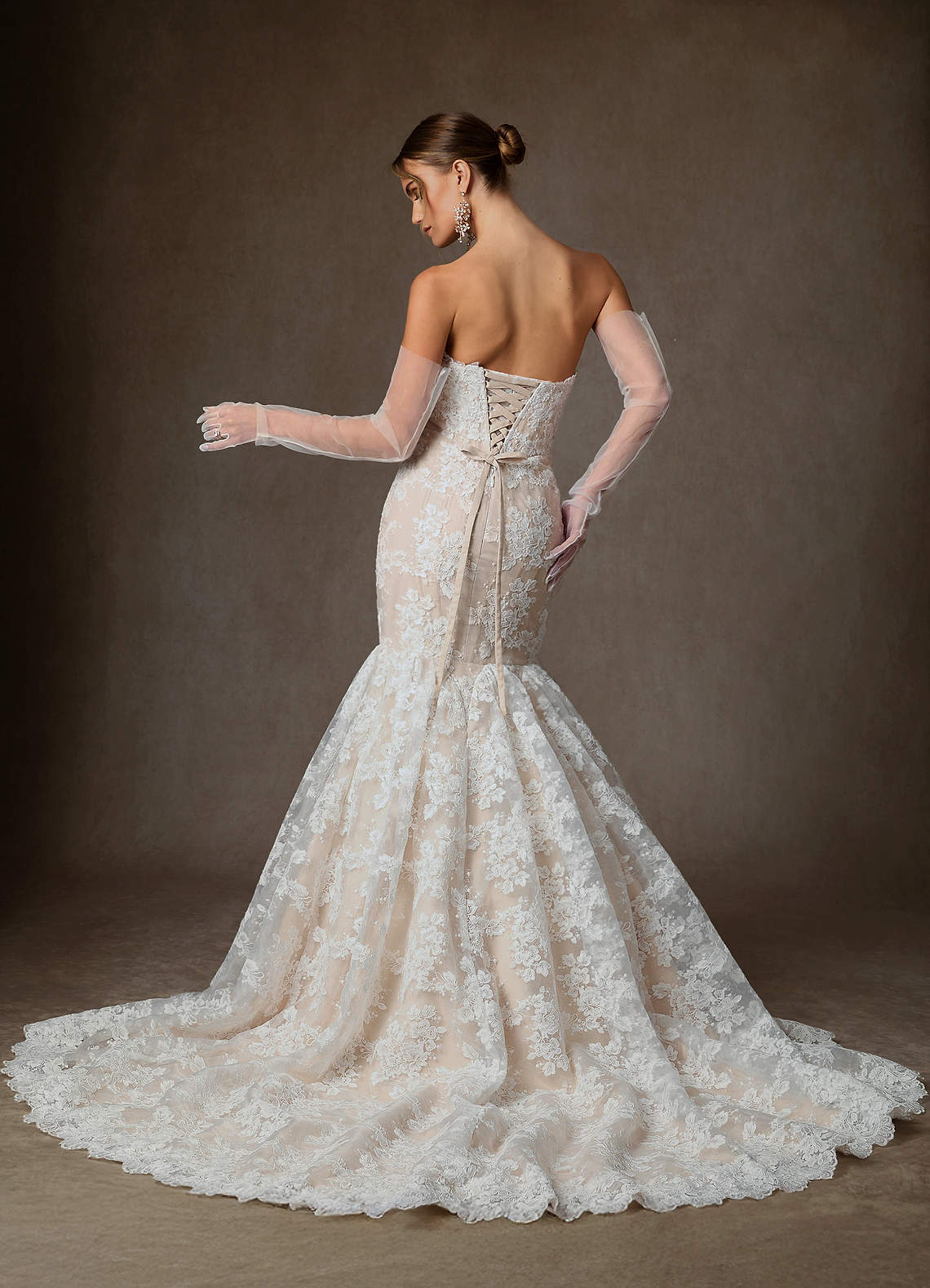 elyessen Janice Diamond White Mermaid Strapless Lace Dress