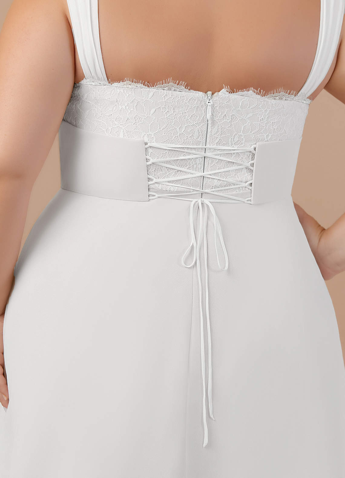elyessen Scarlette Diamond White A-Line Sweetheart lace Chiffon Dress