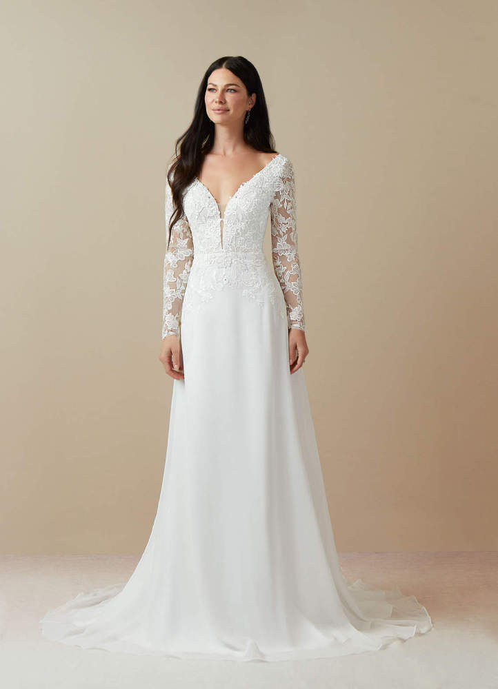 elyessen Fleur Diamond White A-Line Sequins Chiffon Dress