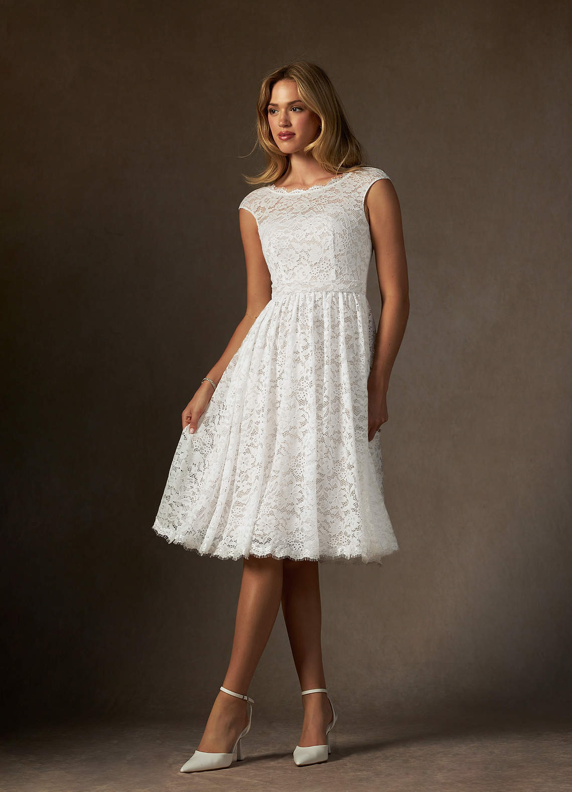 elyessen Ginnie Diamond White A-Line Lace Dress