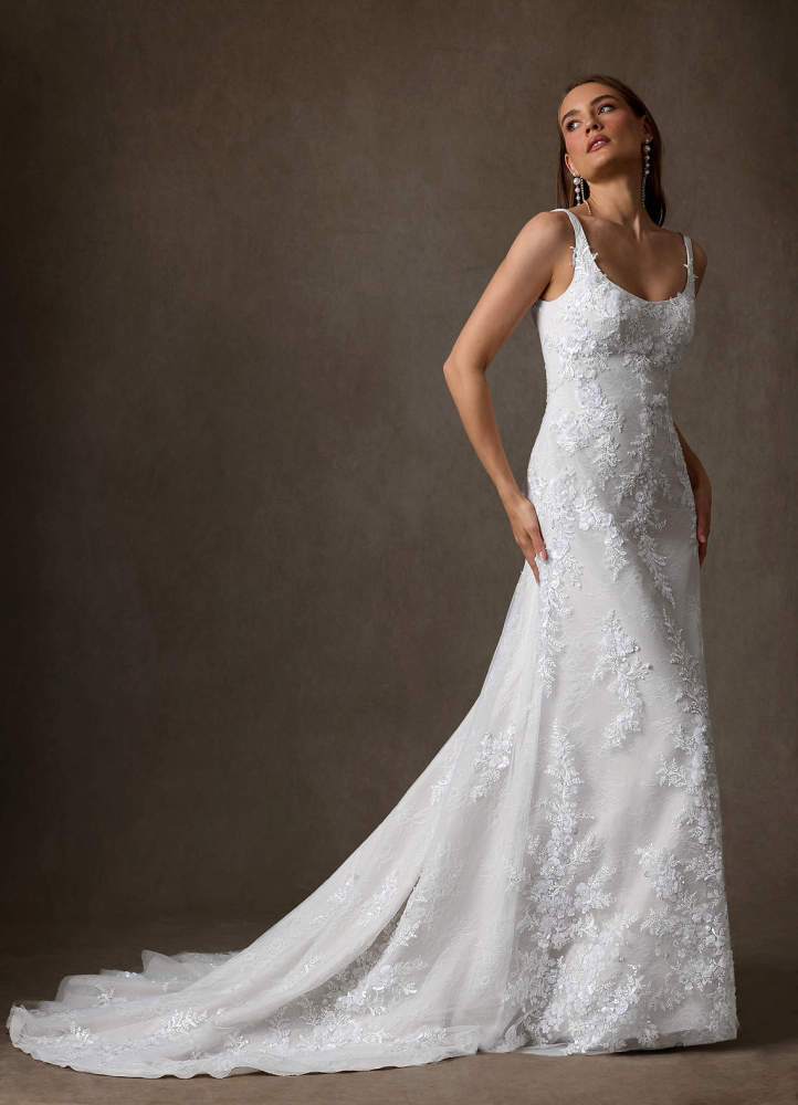 elyessen Rosalie Diamond White A-Line Lace Dress