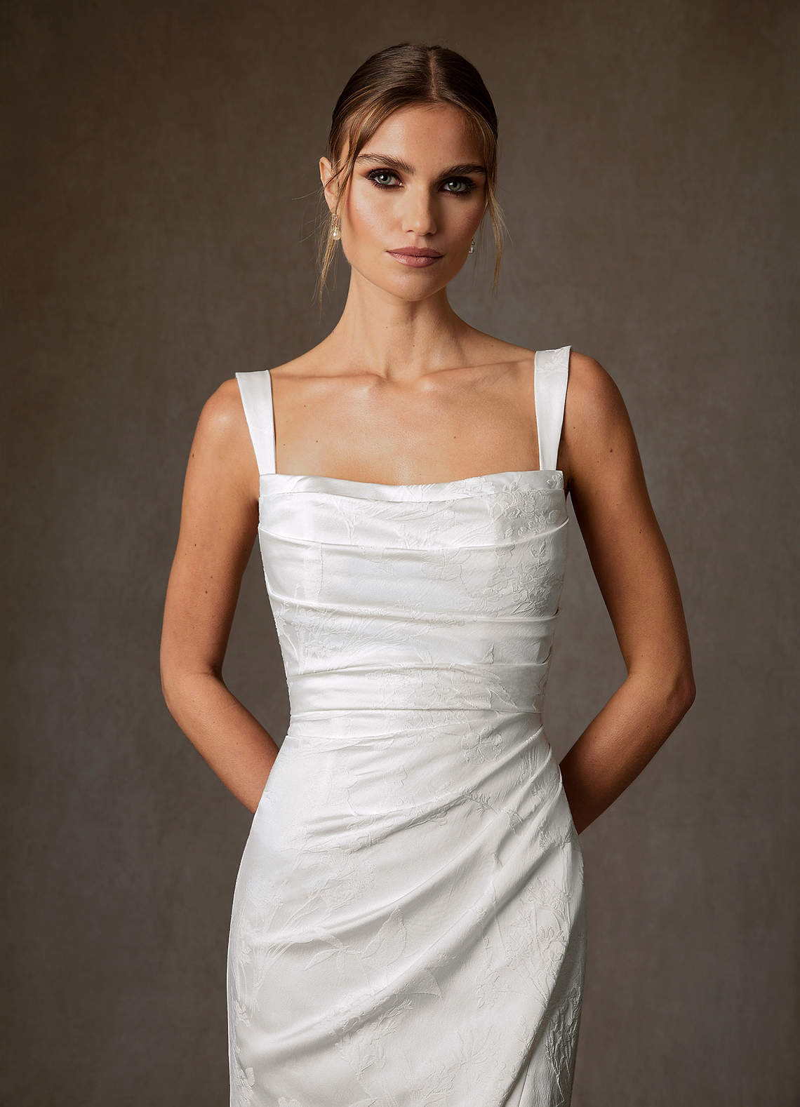 elyessen Tilly Diamond White Sheath Off the Shoulder Floral Jacquard Dress