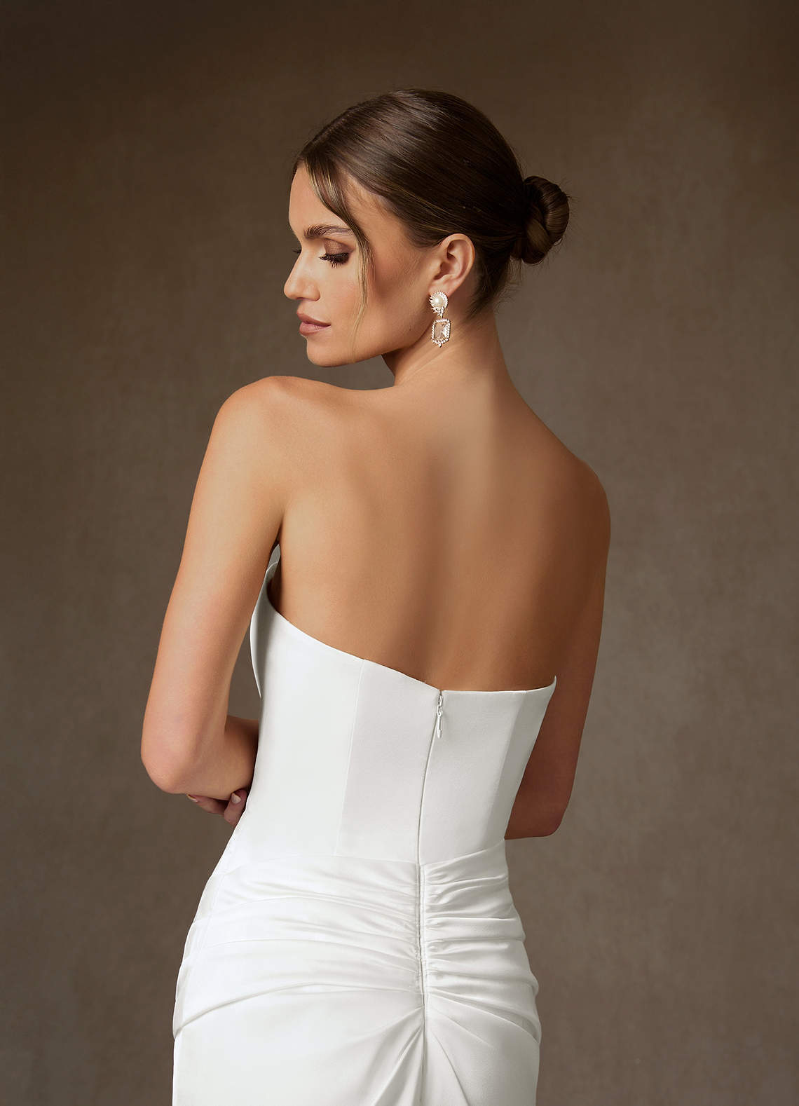 elyessen Begonia Stretch Diamond White Sheath Strapless Stretch Satin Dress