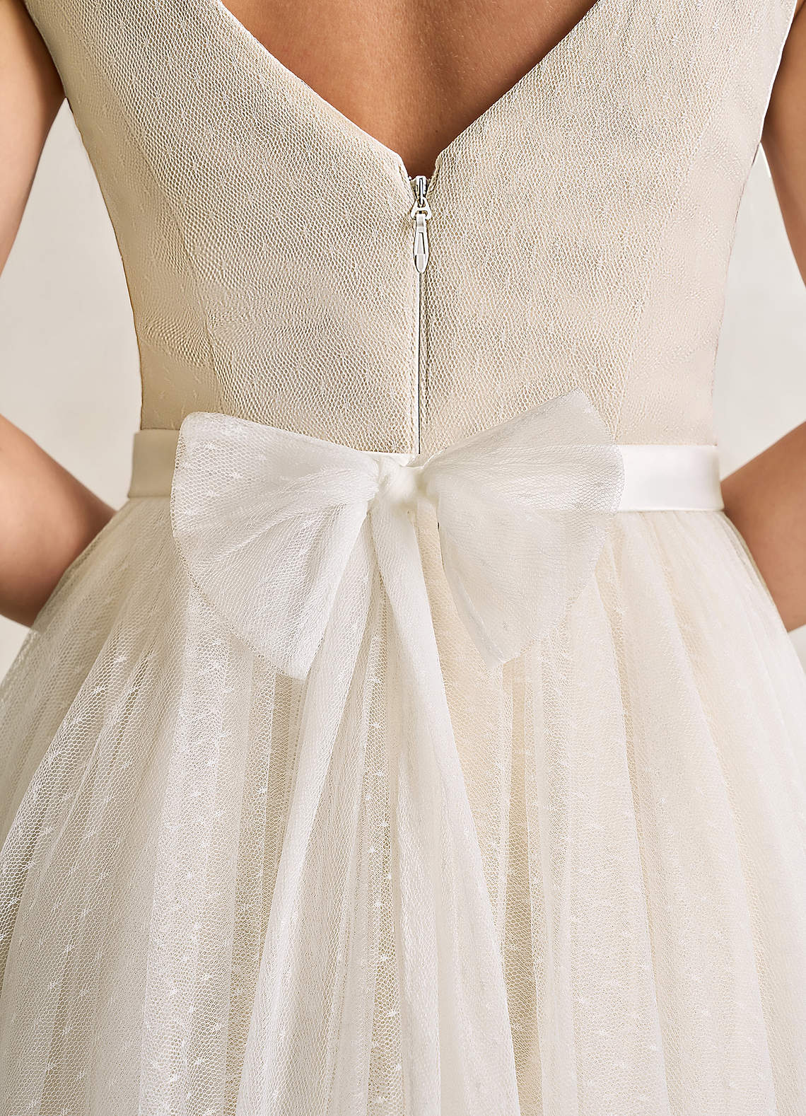 elyessen Diamond White A-Line Bow Tulle Dress