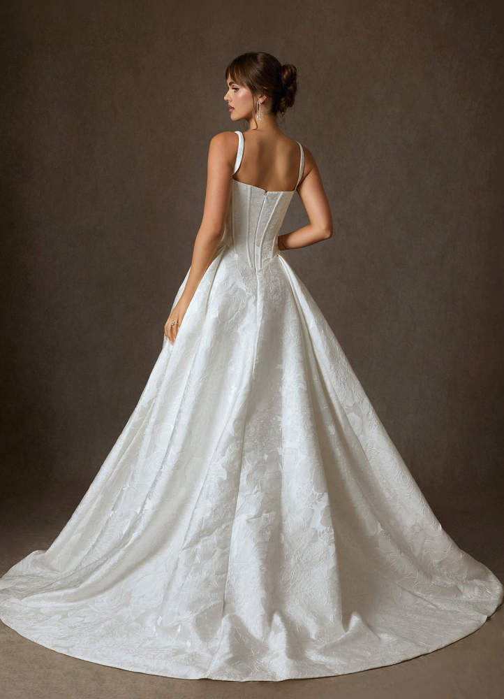 elyessen Delvina Diamond White Ball-Gown with Pockets Floral Jacquard Dress