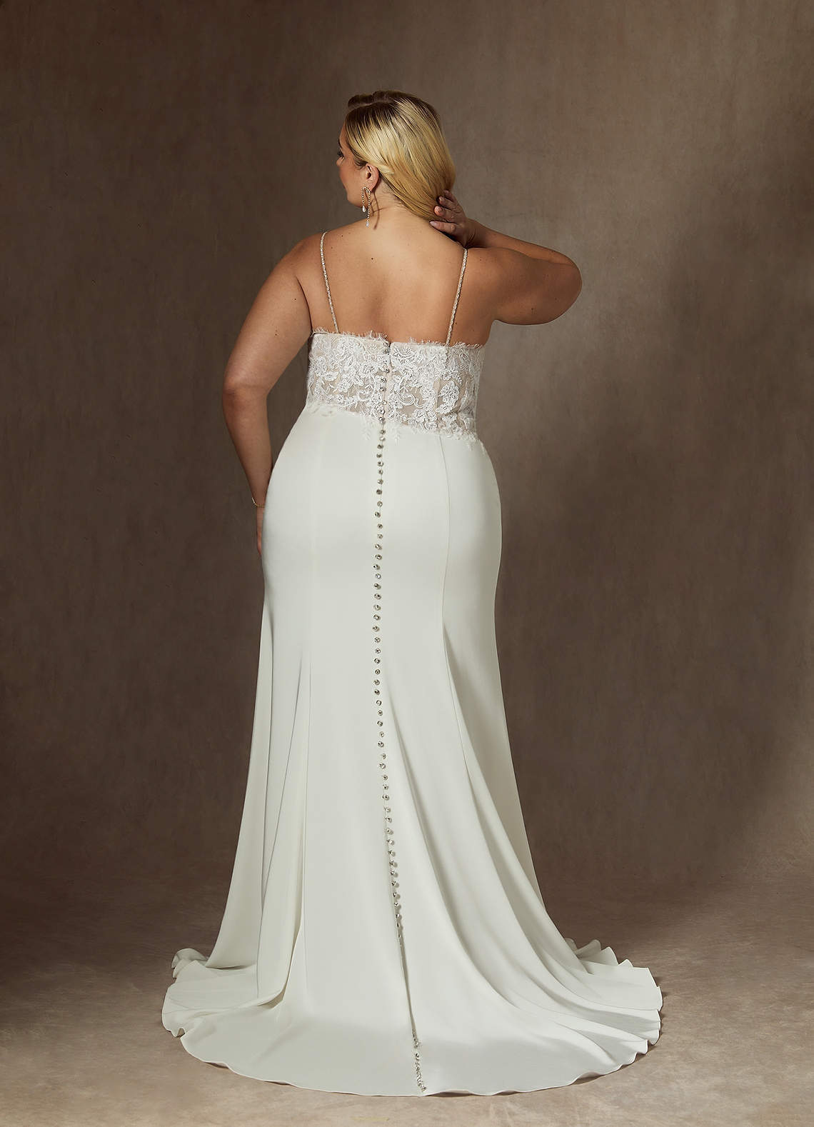 elyessen Nyx Stretch Diamond White Mermaid V-Neck Sequins Stretch Satin Dress