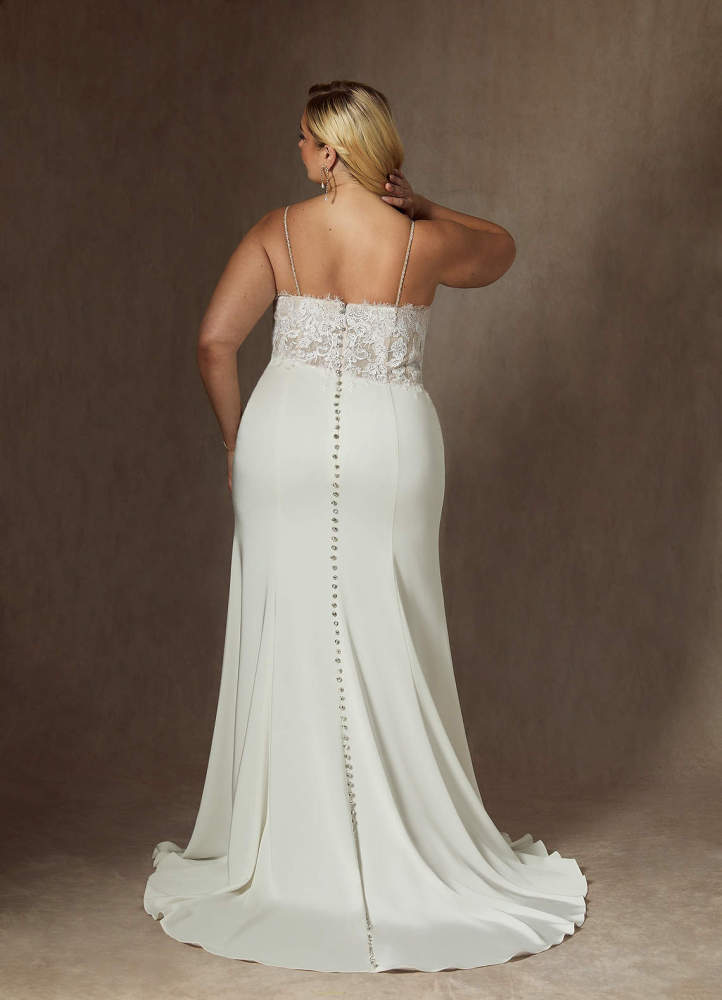 elyessen Nyx Stretch Diamond White Mermaid V-Neck Sequins Stretch Satin Dress