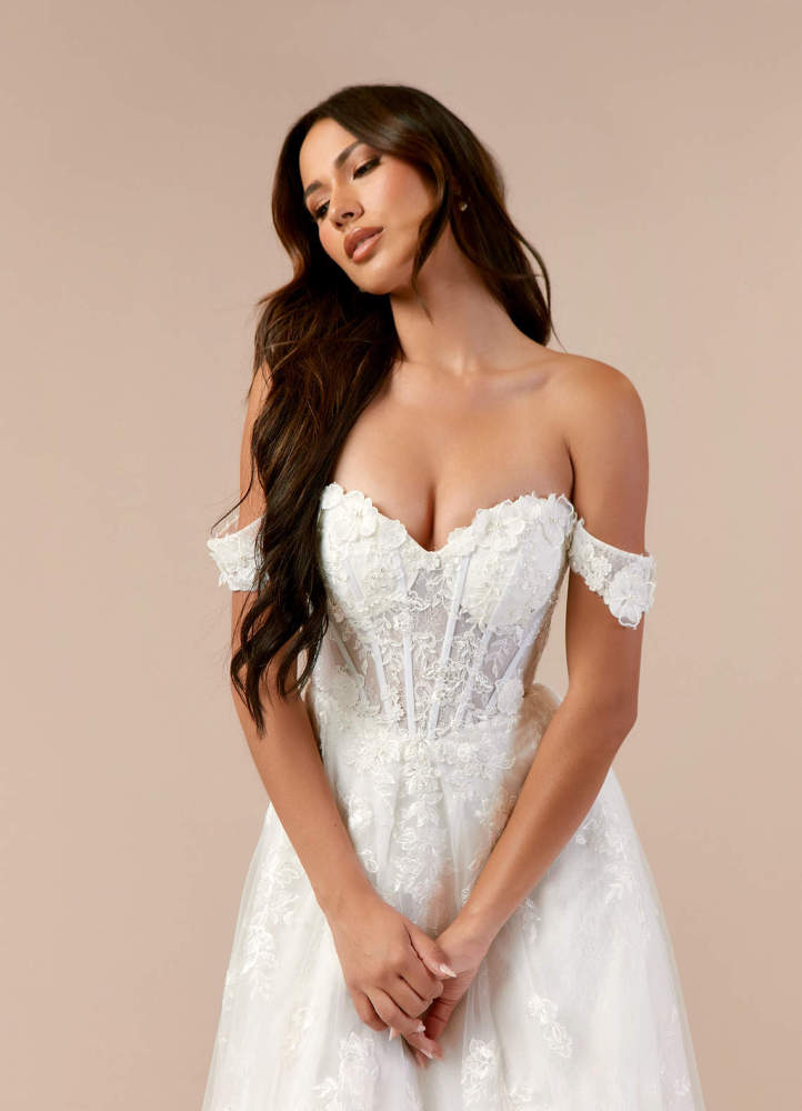 elyessen Diamond White A-Line Sweetheart Sequins Tulle Dress