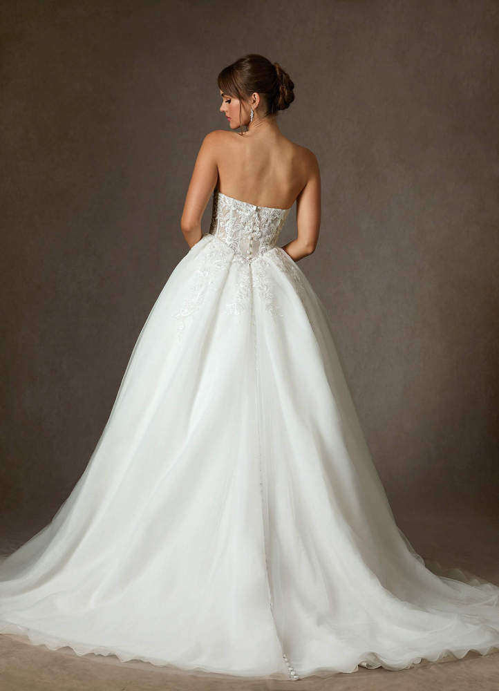 elyessen Ainsley Diamond White Ball-Gown Strapless Lace Dress