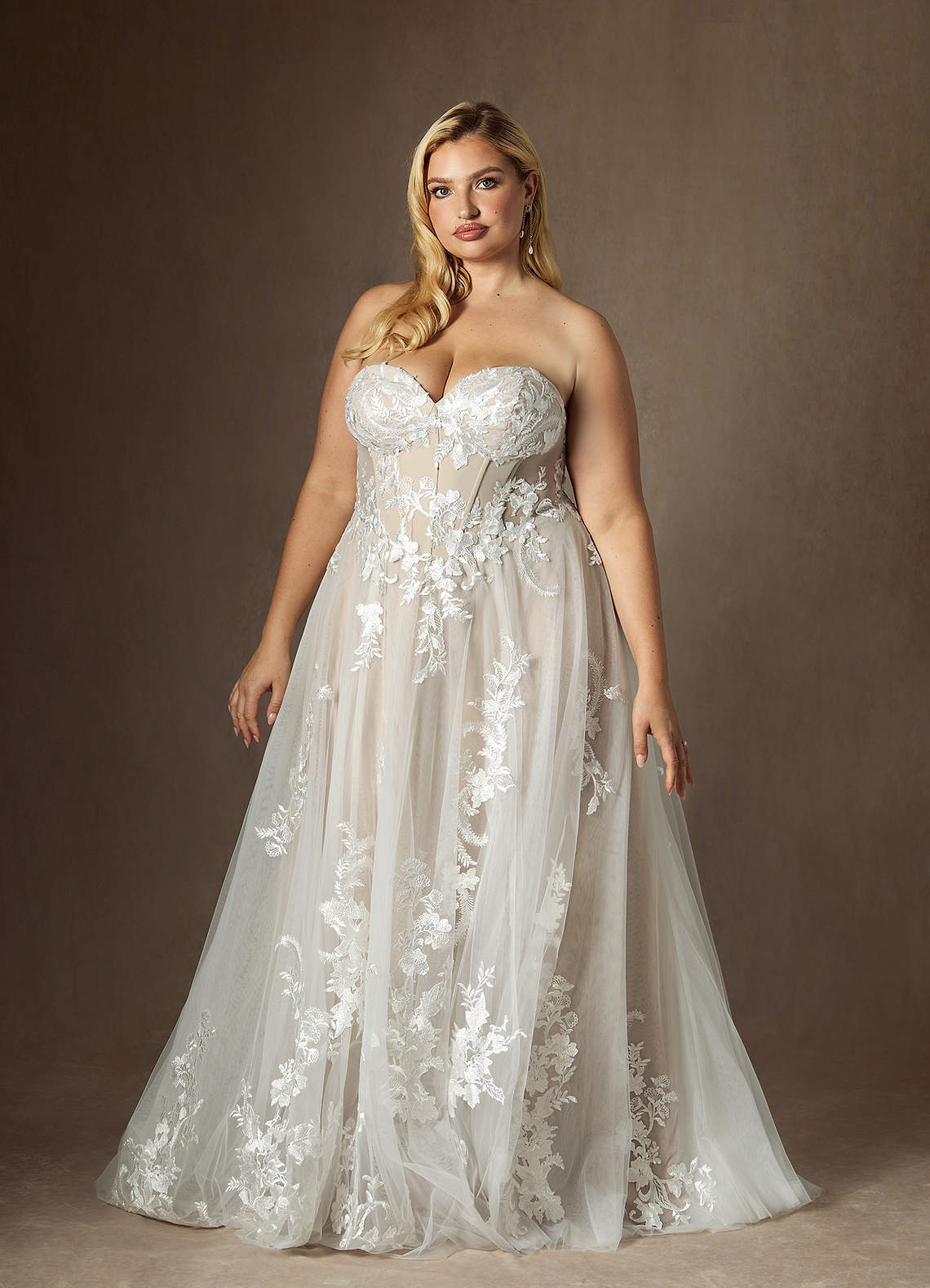 elyessen  Diamond White A-Line Sequins Tulle Dress