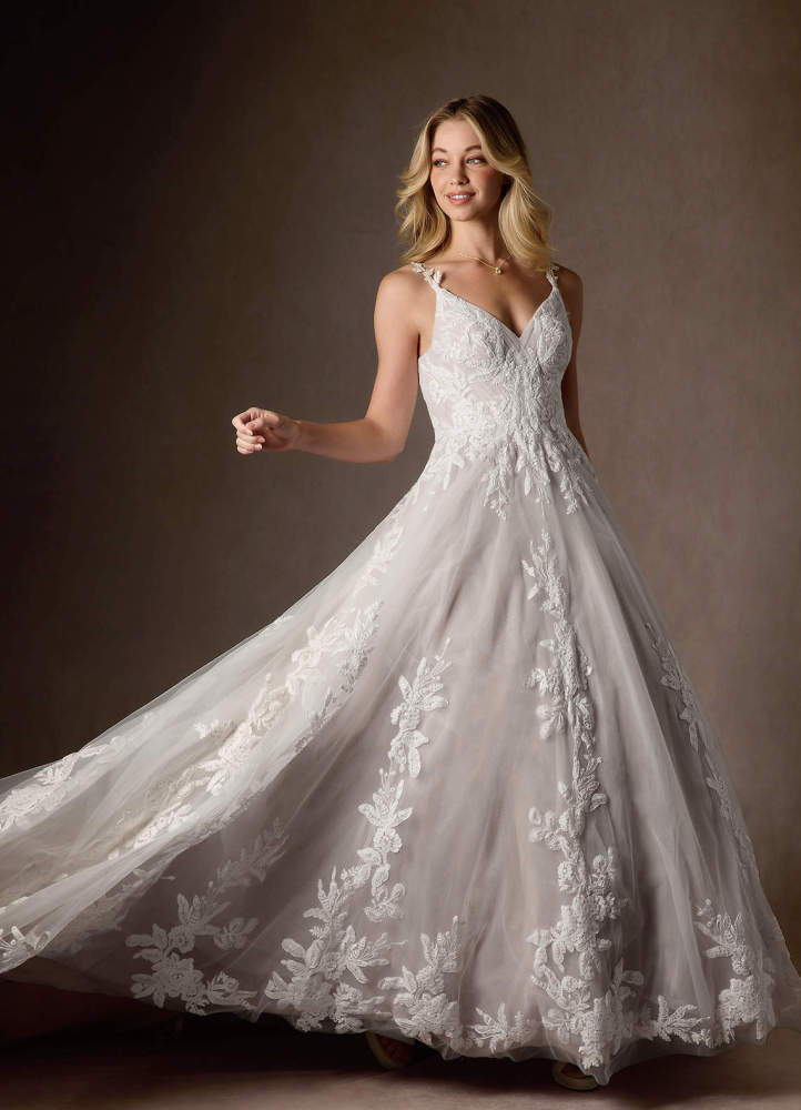 elyessen  Diamond White A-Line V-Neck Sequins Tulle Dress