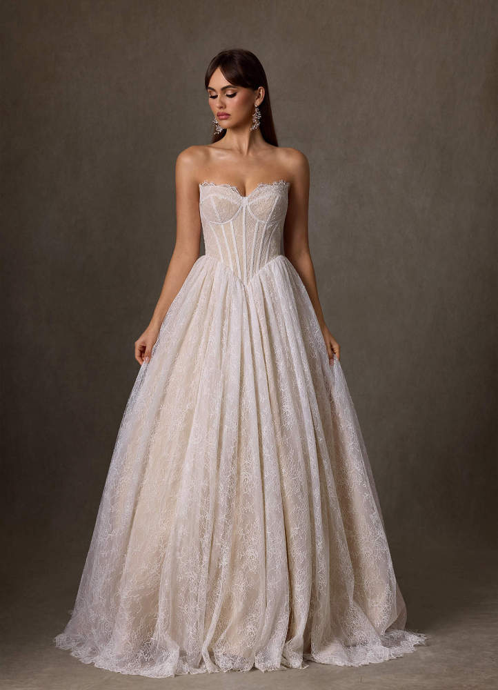 elyessen  Diamond White A-Line Sweetheart Neckline Lace Dress