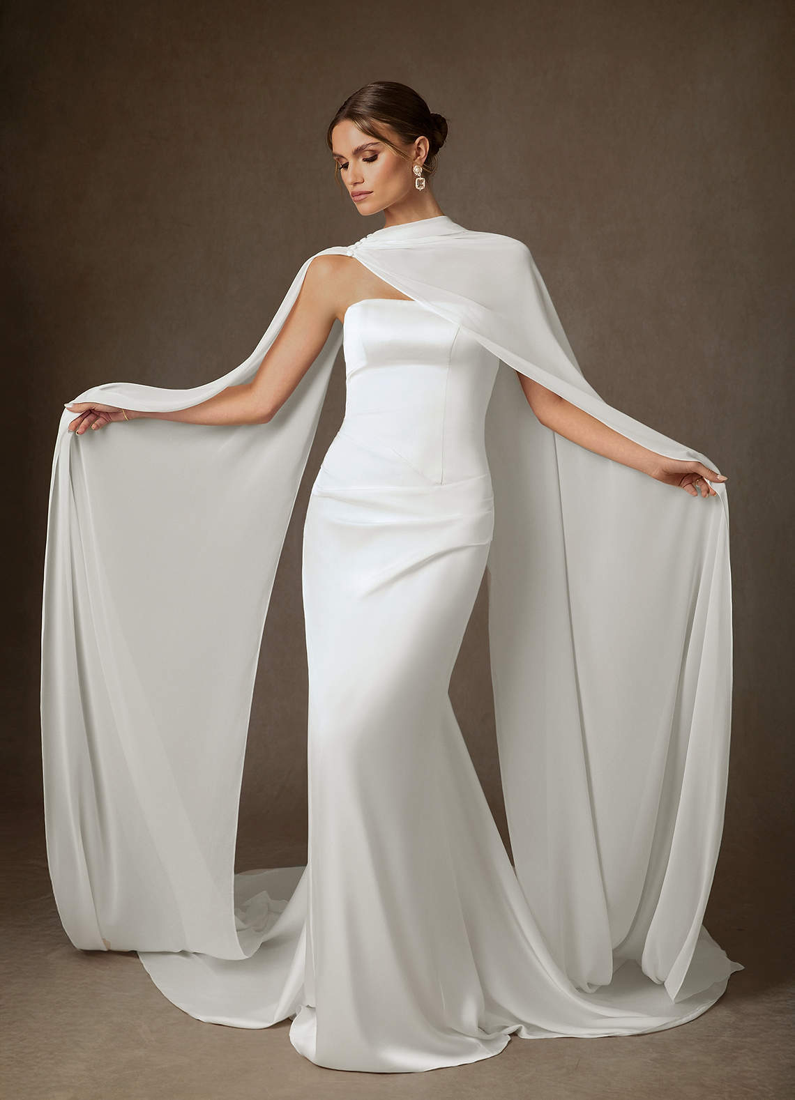 elyessen Begonia Stretch Diamond White Sheath Strapless Stretch Satin Dress