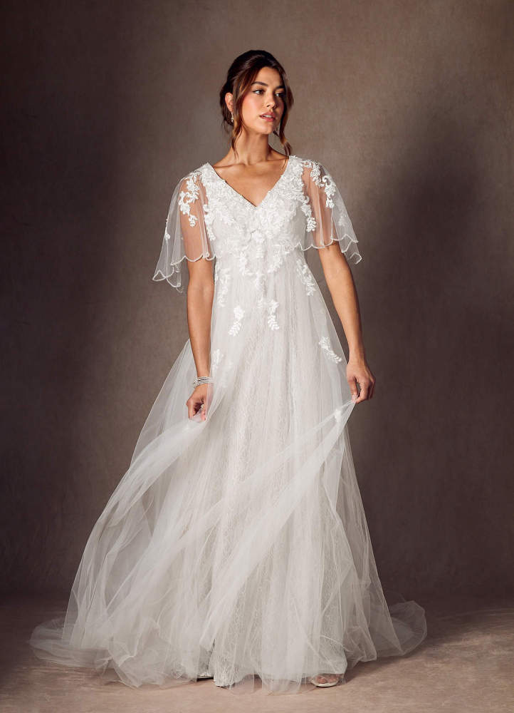 elyessen Renesmee Diamond White A-Line Sequins Tulle Dress