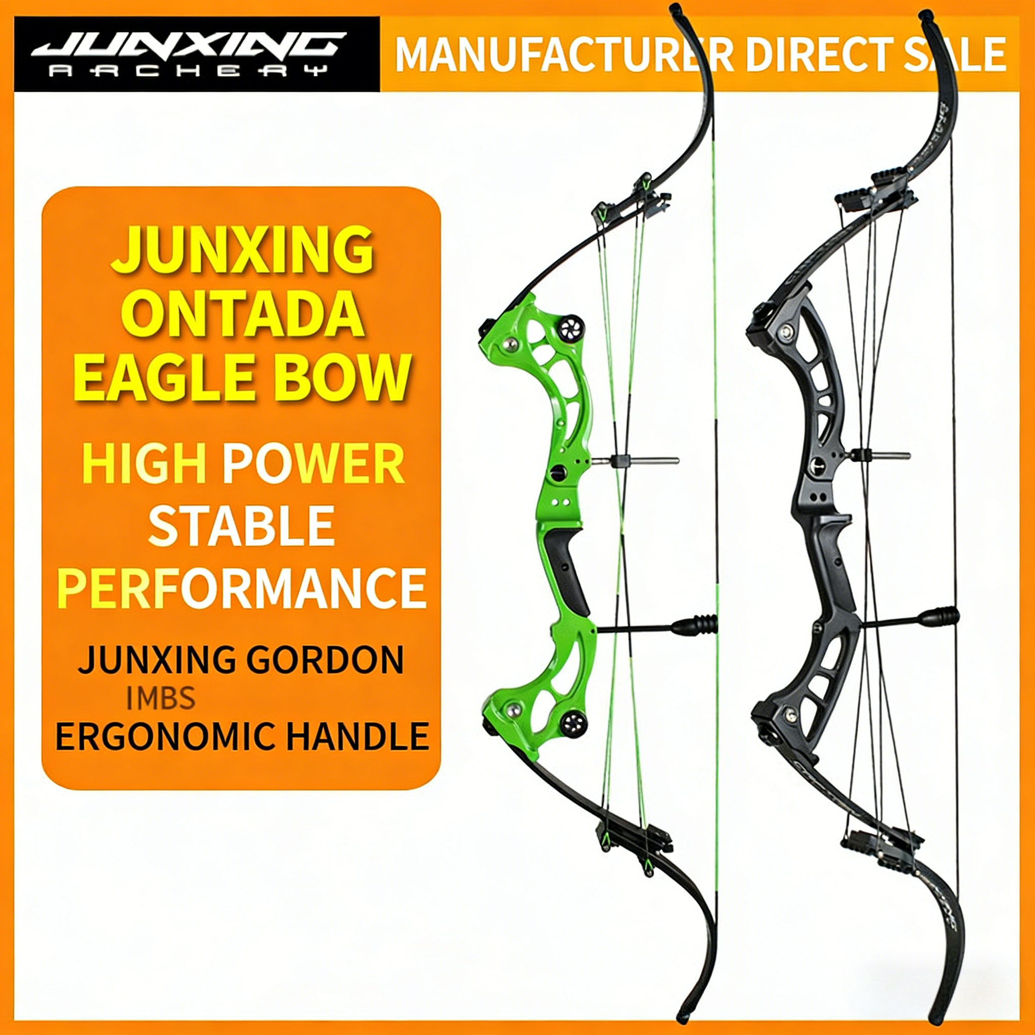 Junxing Oneida Eagle Bow, Compound Bow, Recurve Bow, American Hunting Bow, Barebow, Archery Shooting Kit, American Hunting Bow