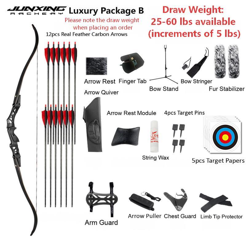 Junxing Epiphany American Hunting Bow, Barebow, Competitive Recurve Bow Archery Kit, Competition Archery Shooting for Outdoor Adults