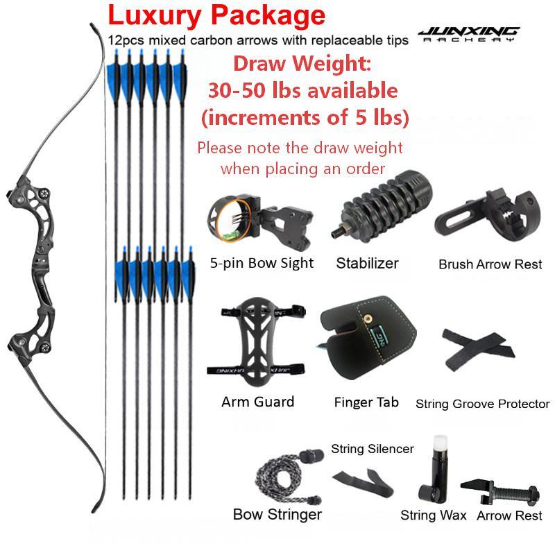Junxing Tomahawk American Hunting Bow, Barebow, Recurve Bow, Archery Shooting Metal & Wood Archery, Outdoor Competitive Bow
