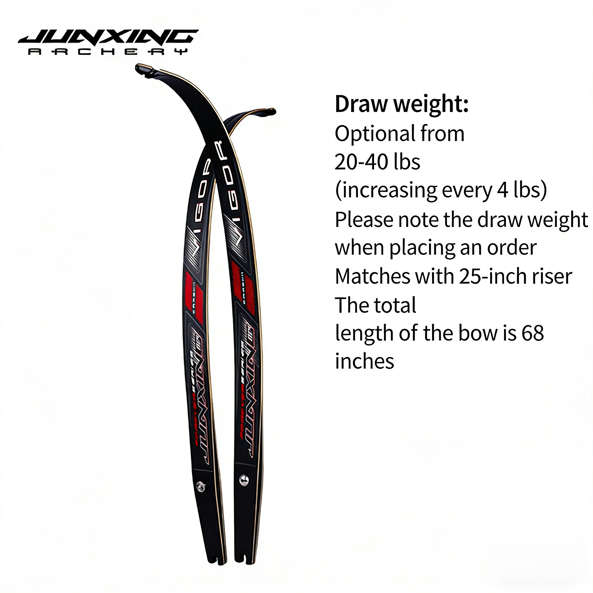 Junxing Lingyun Competitive Recurve Bow, Barebow, Split Laminated Quick-Detach, Outdoor Archery Kit, Entry Competition Archery