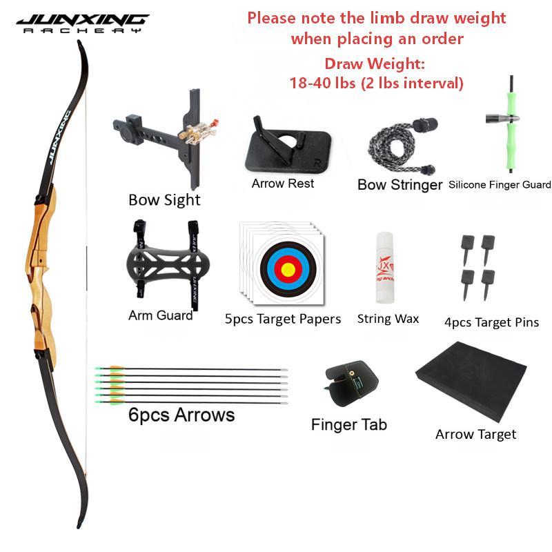 Junxing Songzu Recurve Bow Archery Kit - Professional Competitive Archery & Shooting Sports, Kids Wooden Recurve Bow