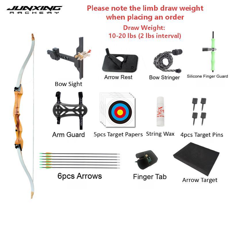 Junxing Songzu Recurve Bow Archery Kit - Professional Competitive Archery & Shooting Sports, Kids Wooden Recurve Bow