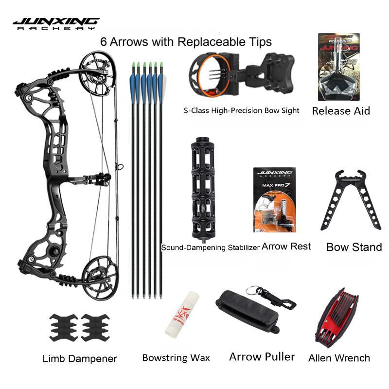 Junxing Weilong Eugun Dual-Purpose Short Axle Steel Ball Compound Bow, Outdoor Repeating Archery Bow for Professional Shooting
