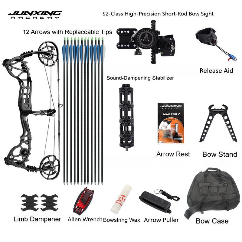 Junxing Weilong Eugun Dual-Purpose Short Axle Steel Ball Compound Bow, Outdoor Repeating Archery Bow for Professional Shooting
