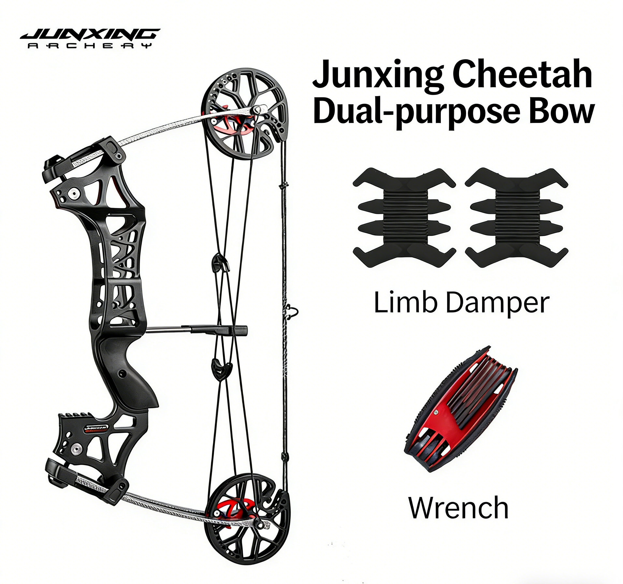 Junxing Liebao Eugun Dual-Purpose Steel Ball Compound Bow, Archery Shooting Mechanical Pulley Bow for High-Precision Car Hunting