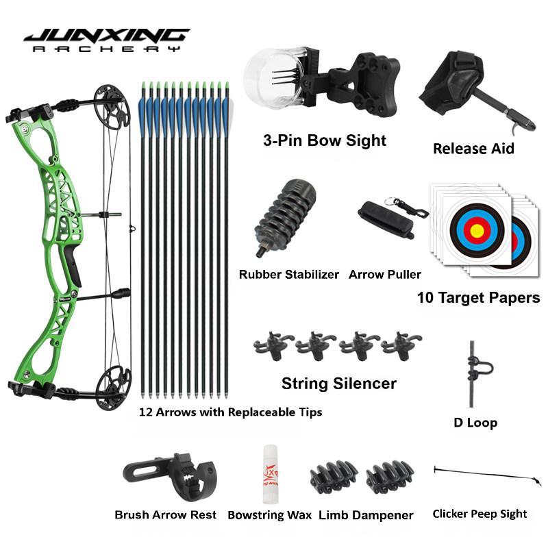 Junxing Archery Shooting Outdoor Compound Bow Kit, Dual-Purpose Recurve Bow & American Hunting Pulley Bow for Competition