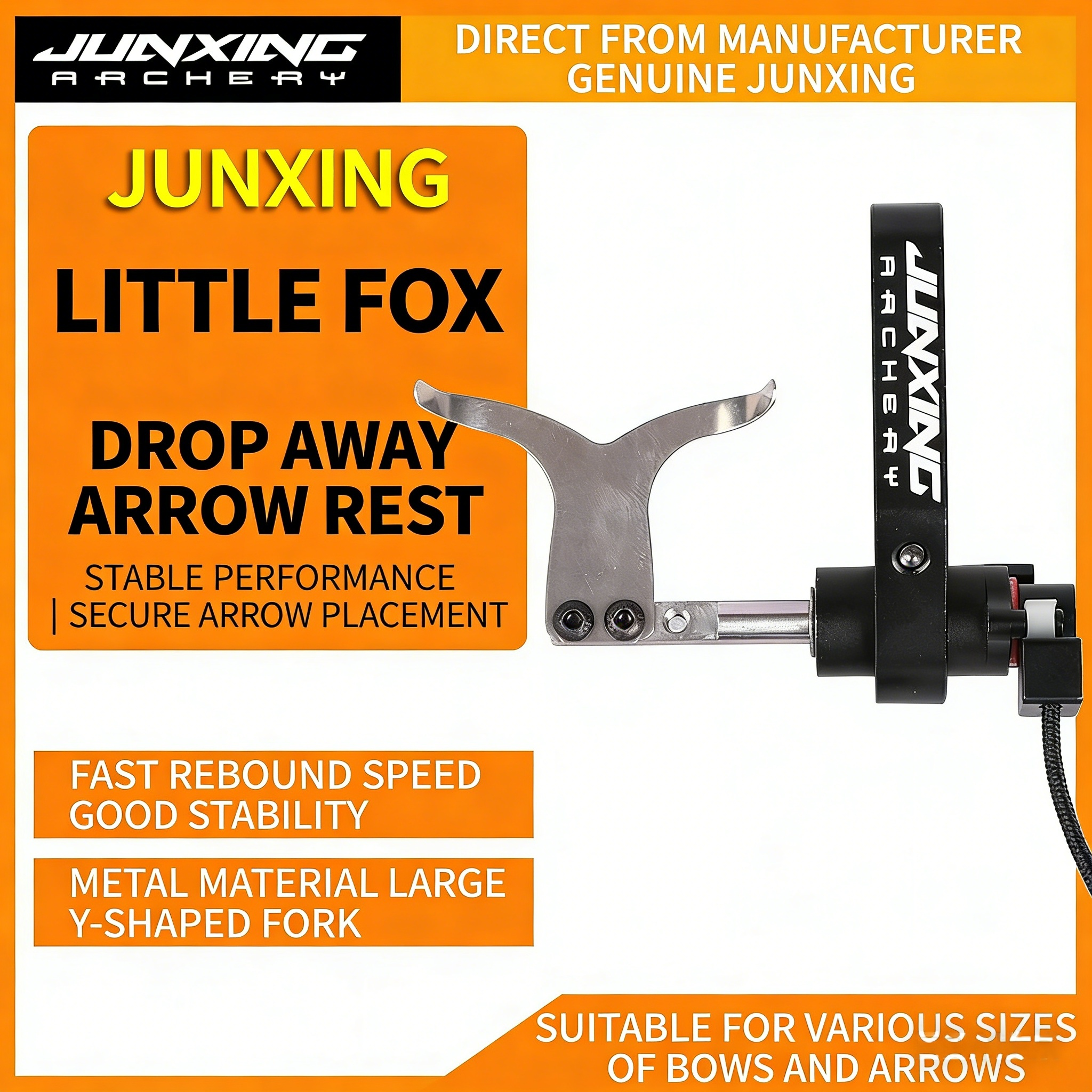 Junxing Little Fox Dual-Purpose Drop Away Arrow Rest (for Compound Bow, Drop Away Arrow Rest Support, Steel Ball Bow, No-Disassembly Alloy)