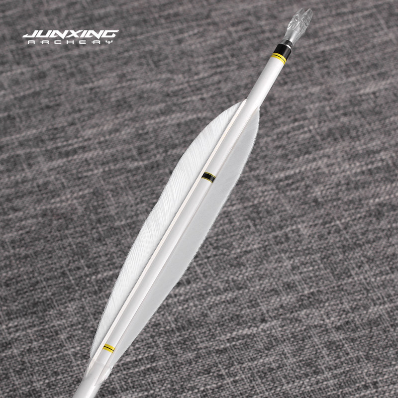 Junxing Carbon Arrows (Wood Grain Pure Carbon Arrows, 5.2MM, Real Feather, Bitz Nocks, Turkey Feather, for Traditional Bow/American Hunting Bow, Carbon Arrows)