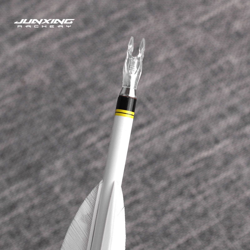Junxing Carbon Arrows (Wood Grain Pure Carbon Arrows, 5.2MM, Real Feather, Bitz Nocks, Turkey Feather, for Traditional Bow/American Hunting Bow, Carbon Arrows)