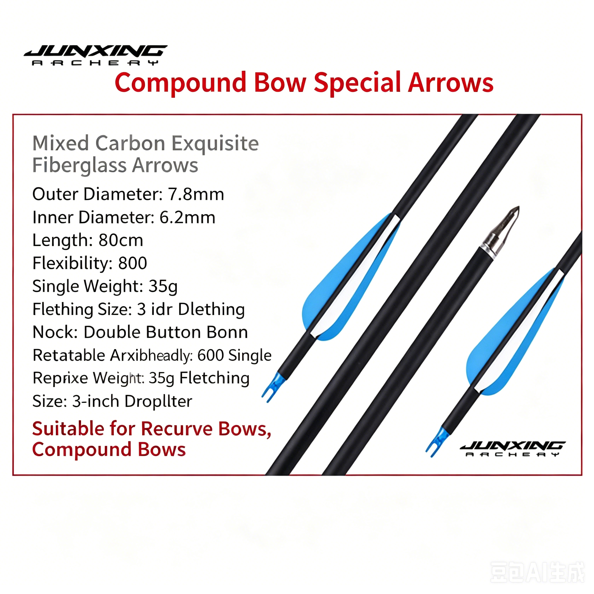 Archery Arrows (Glass Fiber Mixed Carbon, Pure Carbon, Aluminum, for Traditional/American Hunting/Compound/Recurve Bow, Practice/Archery Range Arrows, Real Feather & Synthetic Fletch)