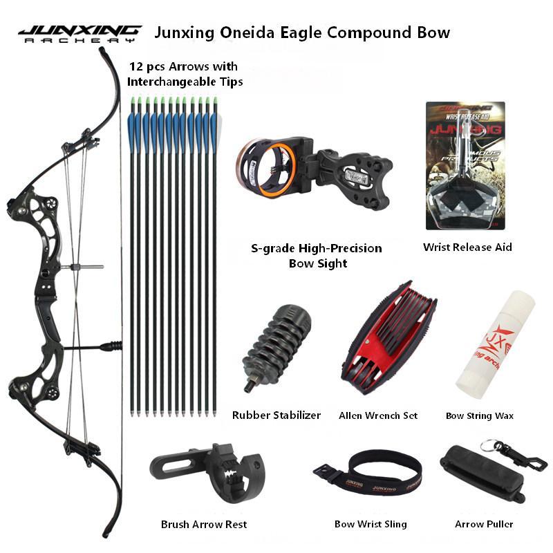 Junxing Oneida Eagle Bow, Compound Bow, Recurve Bow, American Hunting Bow, Barebow, Archery Shooting Kit, American Hunting Bow
