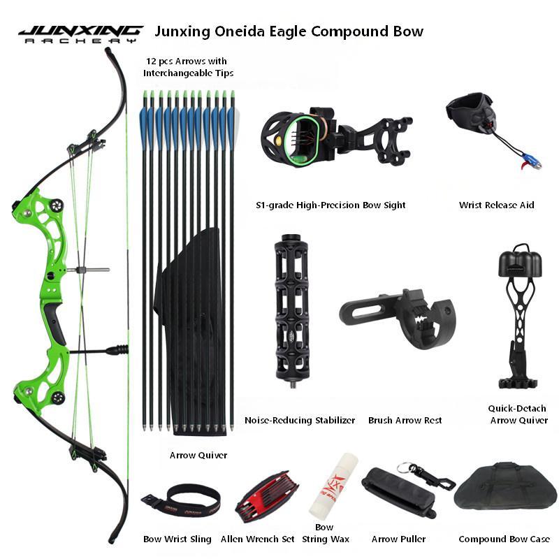 Junxing Oneida Eagle Bow, Compound Bow, Recurve Bow, American Hunting Bow, Barebow, Archery Shooting Kit, American Hunting Bow