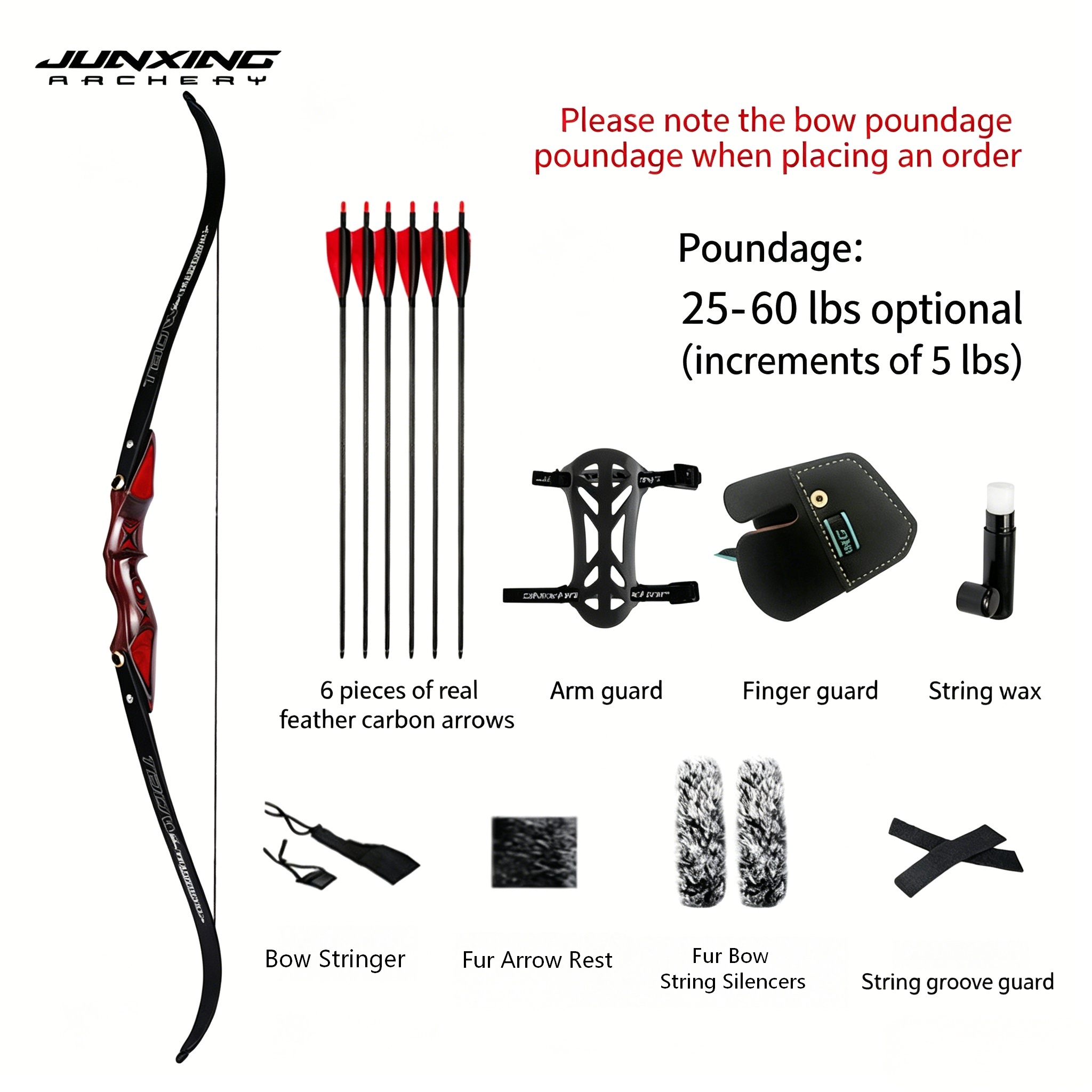 Junxing Black Widow American Hunting Bow, Archery, Barebow, Outdoor Archery, Compound Bow, Pulley Bow, Competitive Shooting Recurve Bow