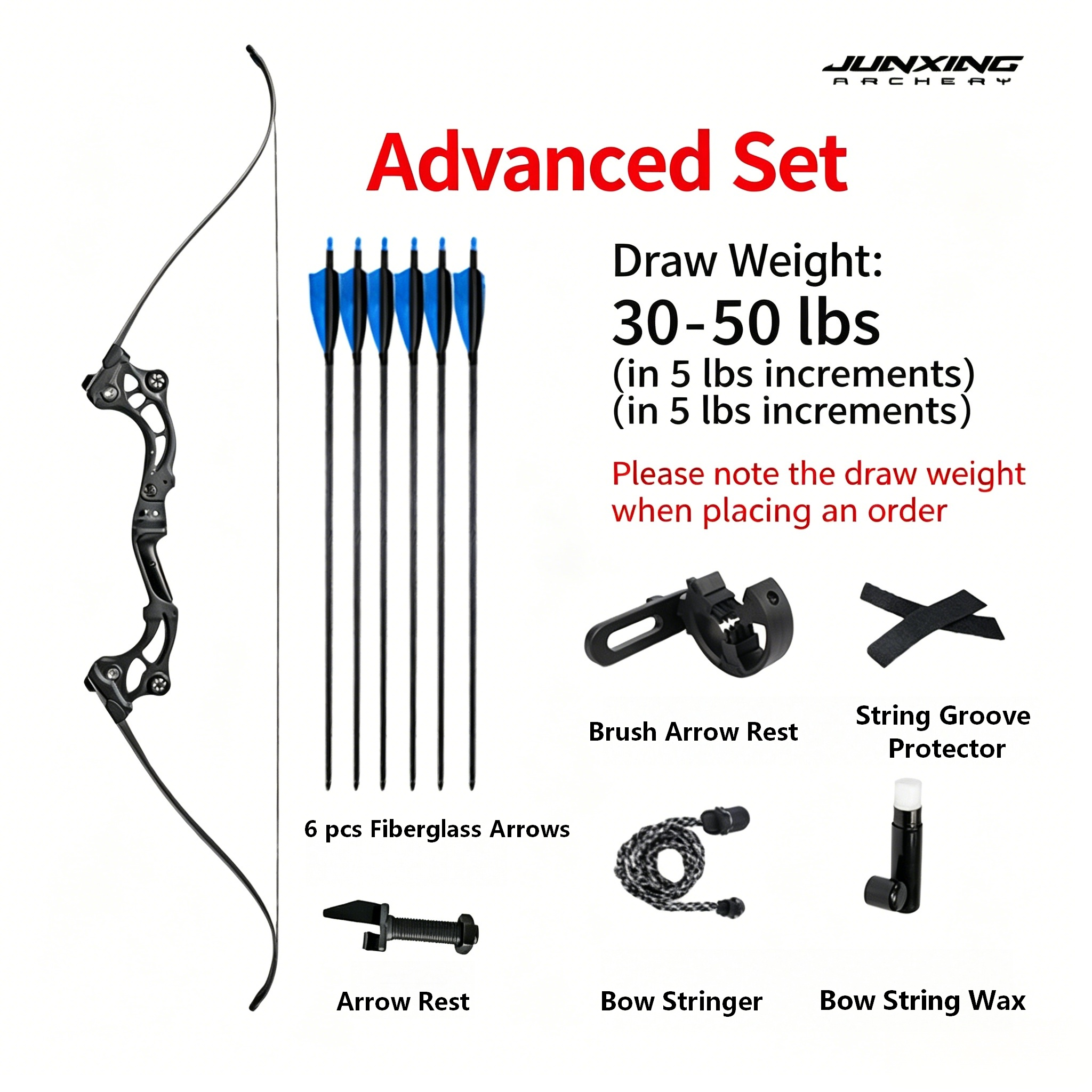 Junxing Tomahawk American Hunting Bow, Barebow, Recurve Bow, Archery Shooting Metal & Wood Archery, Outdoor Competitive Bow