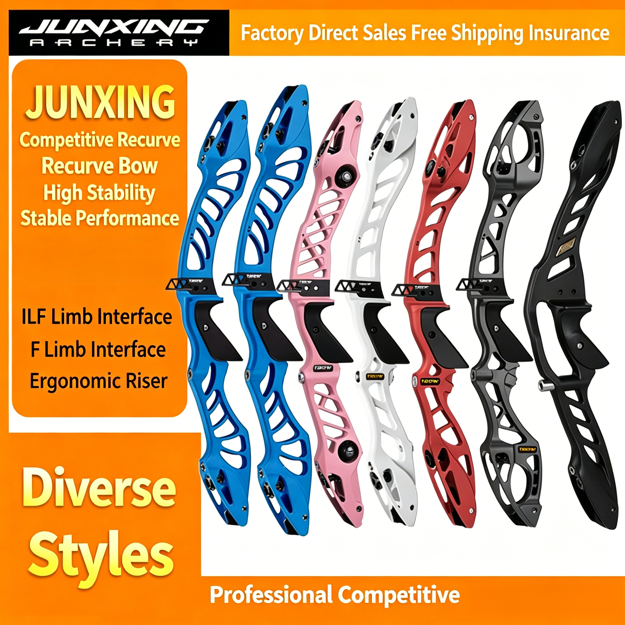 Junxing TBOW Hoyt Tianqi Win&Win Competitive Recurve Bow Riser (F Port & ILF Universal Interface), American Hunting Bow, Barebow, Archery